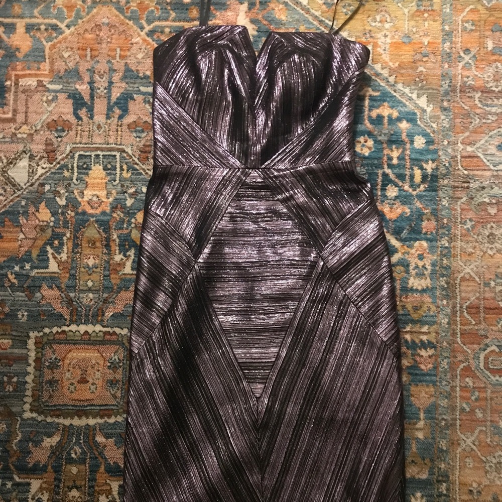 MILLY metallic strapless dress